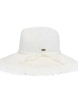 Gloria Fringe Panama Hat in White