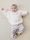 Luxa Little Checkered Flare Pant in Latte