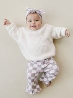 Luxa Little Checkered Flare Pant in Latte