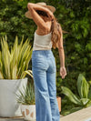 One Shoulder Ribbed Tank in Beige