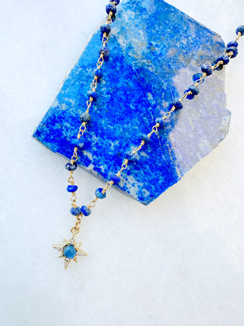 Lapis Lazuli & Blue Topaz North Star Necklace