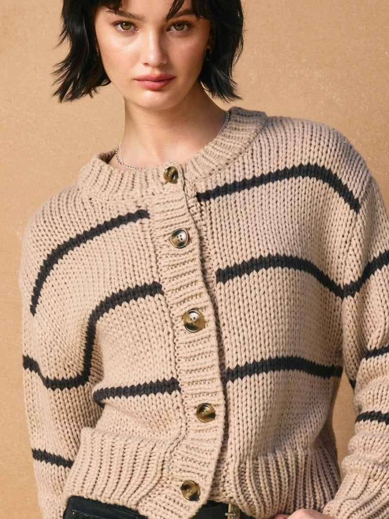 Sweater Weather Striped Button Cardigan