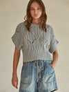 Knit Short Sleeve Sweater In Dusty Sage