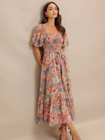Sunset Floral Puff Sleeve Dress