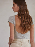 FINAL SALE Open Back Scoop Neck Bodysuit Grey