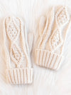 Beige Cable Knit Mittens