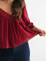 Lace-Trim Puff Sleeve Top
