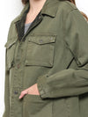 Camo Oversized Reversable Denim Jacket in Olive Green