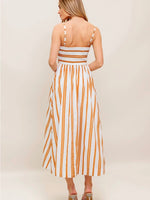 Rust Striped Poplin Dress