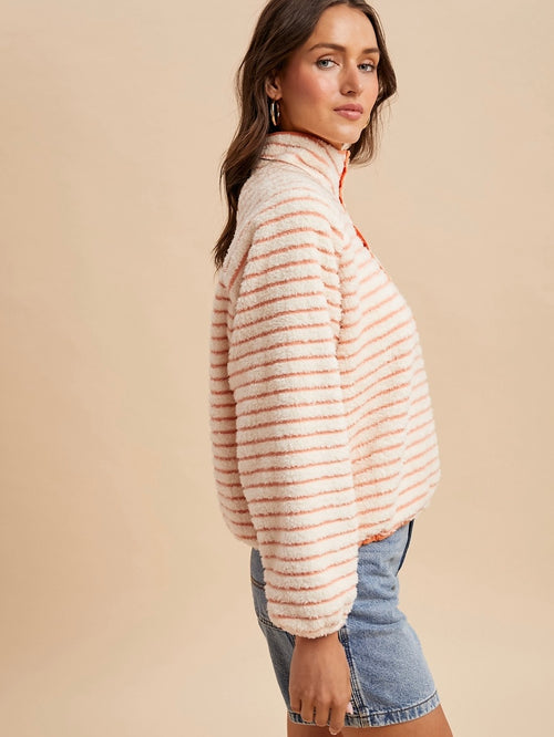 Pumpkin Patch Striped Fleece Pullover