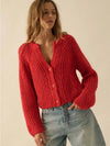 Ophelia Button Front Cardigan Sweater in Red