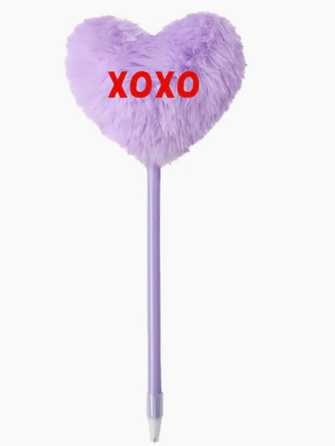 Purple XOXO  Fluffy Pen