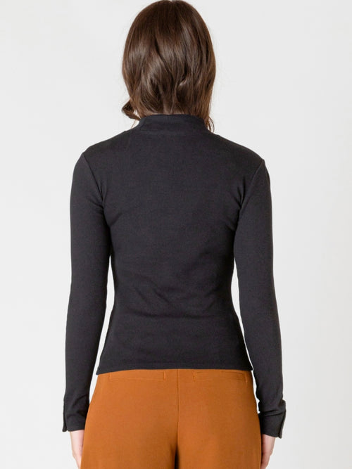 Ribbed Mockneck Top in Black