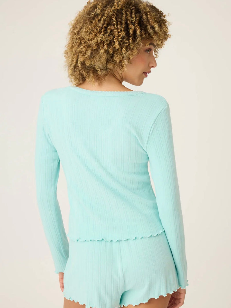Pointelle Cardigan in Mint