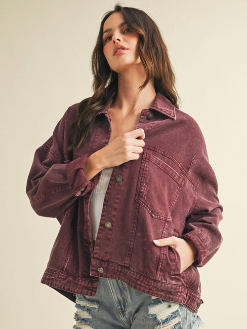 Cherry Denim Oversized Jacket
