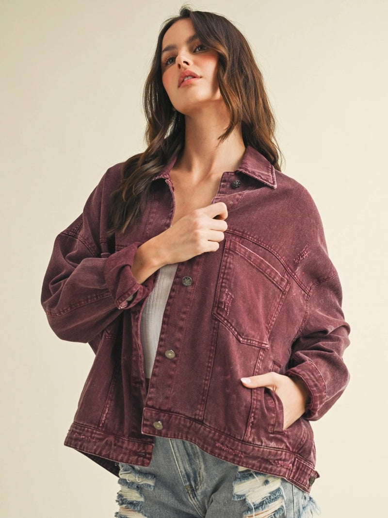 Cherry Denim Oversized Jacket