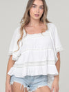Lace Trim Square Neck Blouse