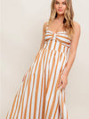 Rust Striped Poplin Dress