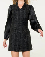 Mixed Media Tweed Dress Black