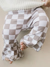 Luxa Little Checkered Flare Pant in Latte