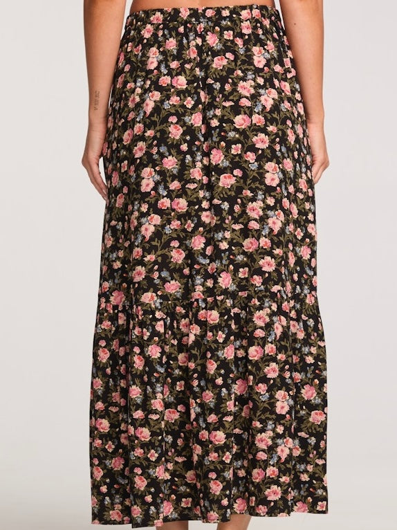 Floral Maxi Skirt in Black