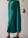 Satin Midi Skirt in Green