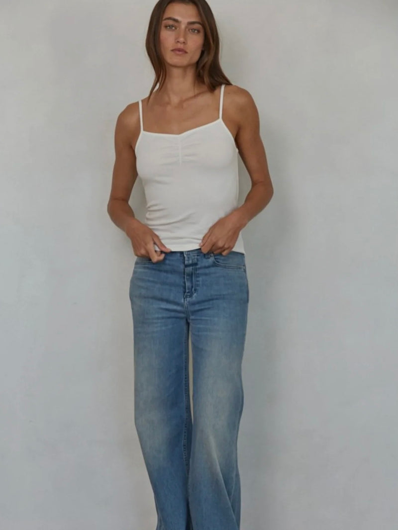 Solid Cami with Front Ruching in Off White