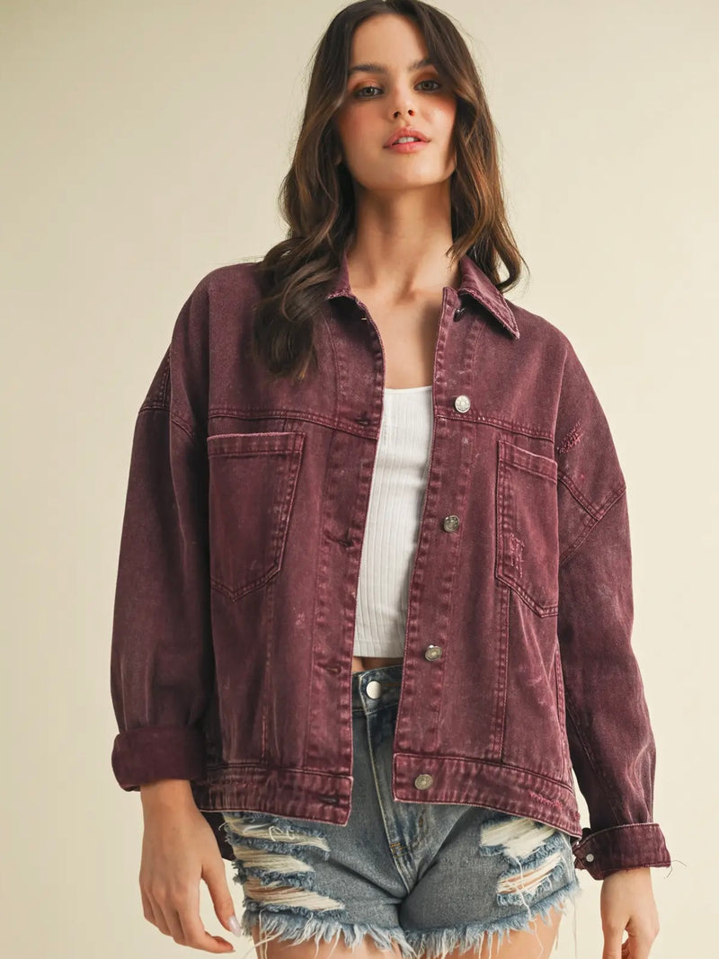 Cherry Denim Oversized Jacket