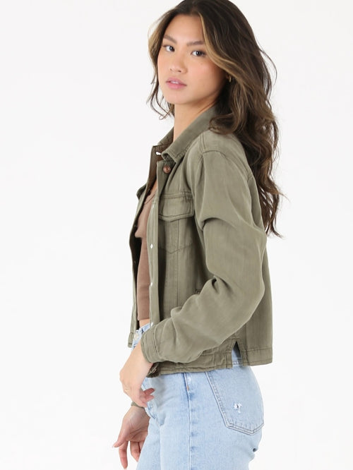 Washed Tencel Jacket in Olive