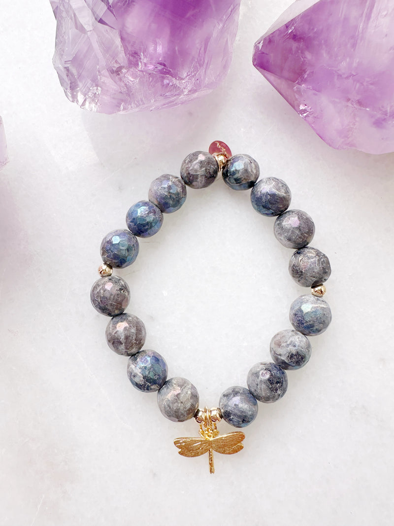 Larvikite Labradorite & Dragonfly Deka Stretch