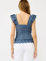 Scallop Lace Ruffle Smocked Tank