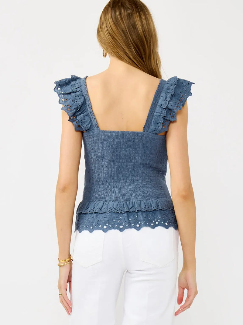 Scallop Lace Ruffle Smocked Tank