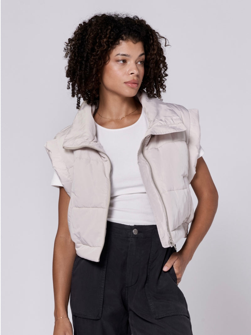 Rosalia Cropped Vest in Stone