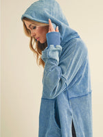 Essentially Yours Side Slit Hooded Sweatshirt in Cerulean