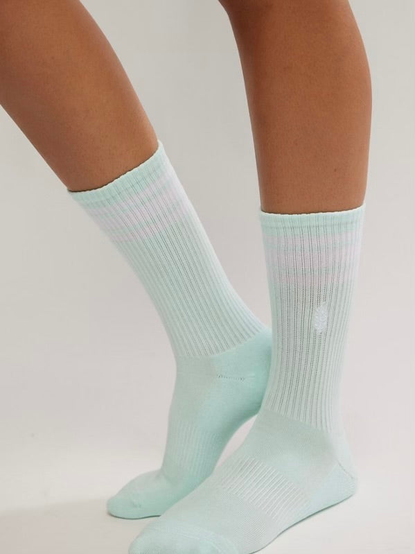 Tube Socks in Pistachio with White Stripes
