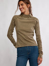Breezy Slit Sweater Thermal Top in Fossil Dune