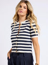 Daphne Dramatic Button Striped Cardigan