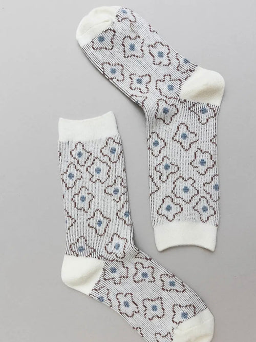 Retro Bloom Socks in Blue