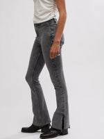 Level Up Slit Slim Flare Jeans In Grey