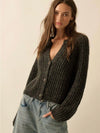 Ophelia Button Front Cardigan Sweater in Black