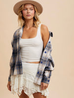 Oversized Ruby Plaid Jacket in Navy