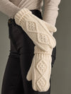 Beige Cable Knit Mittens