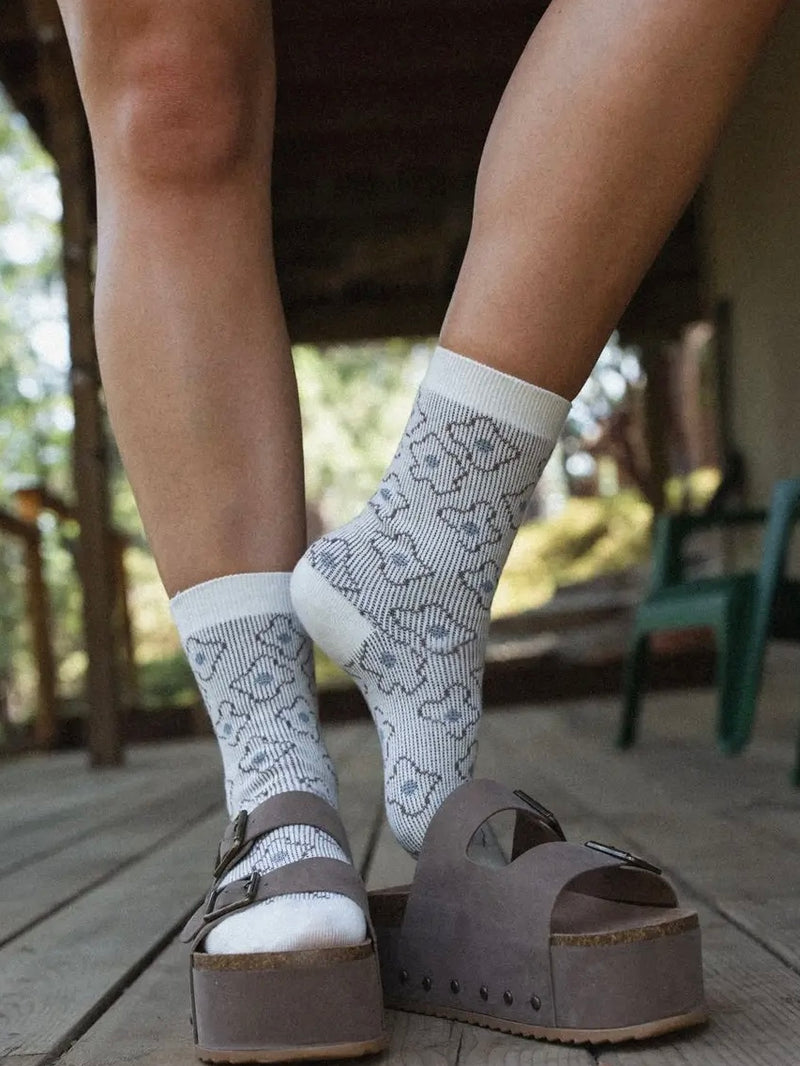 Retro Bloom Socks in Blue