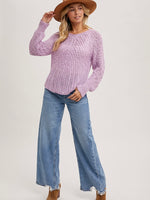 Lilac Raglan Cut Open Knit Sweater