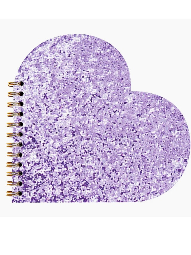 Glitter Heart Notebook in Purple