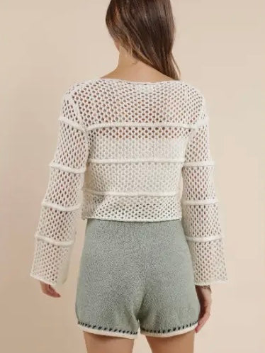 Poppy Crochet Belle Sleeve Sweater