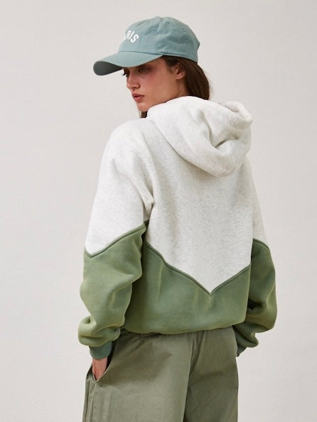 Olive Tiered Sherpa Lined Hooded Sweatshirt