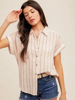 Striped Short Sleeve Button Down