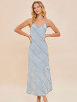 V-Neck Denim Maxi Dress