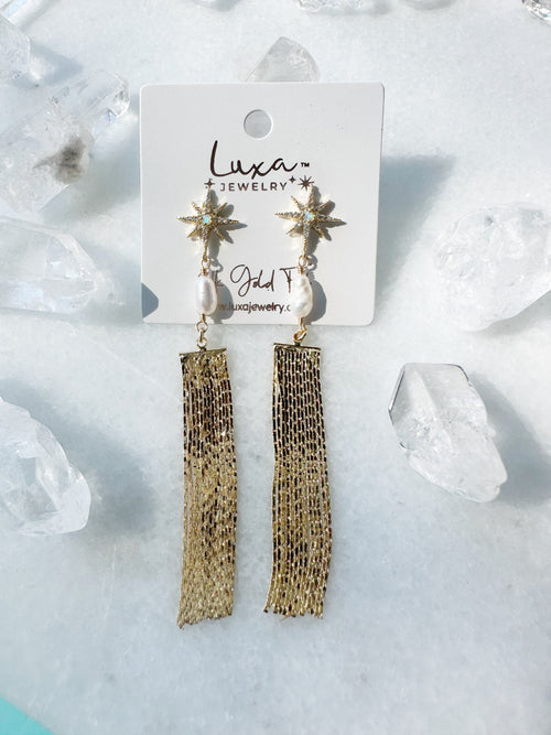 Opal Starburst & Mother of Pearl Divinity Chain Tassel Earring